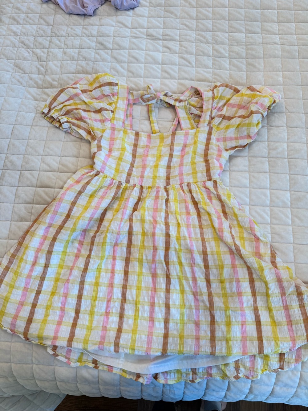 MABLE Yellow, Pink & Brown Plaid Casual Dress